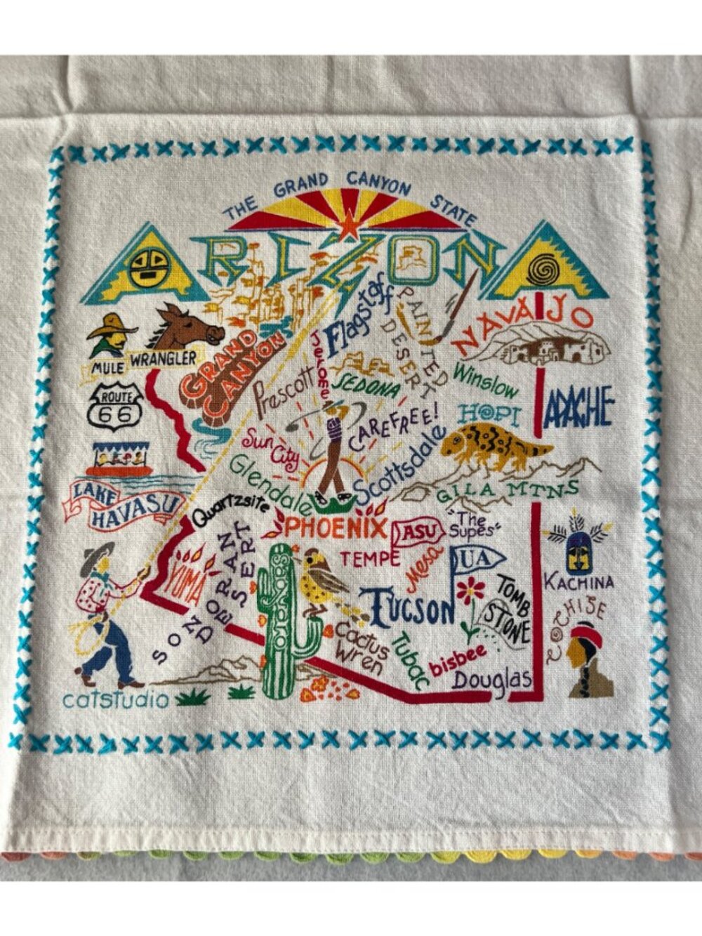 Catstudio Arizona Dish Towels Set of 2 Cotton AZ Map Design 29x21 New Gift - Picture 3 of 16